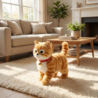 Realistisches interaktives Roboter-Kätzchen (Getigert) – Laufendes & miauendes elektronisches Haustierspielzeug
