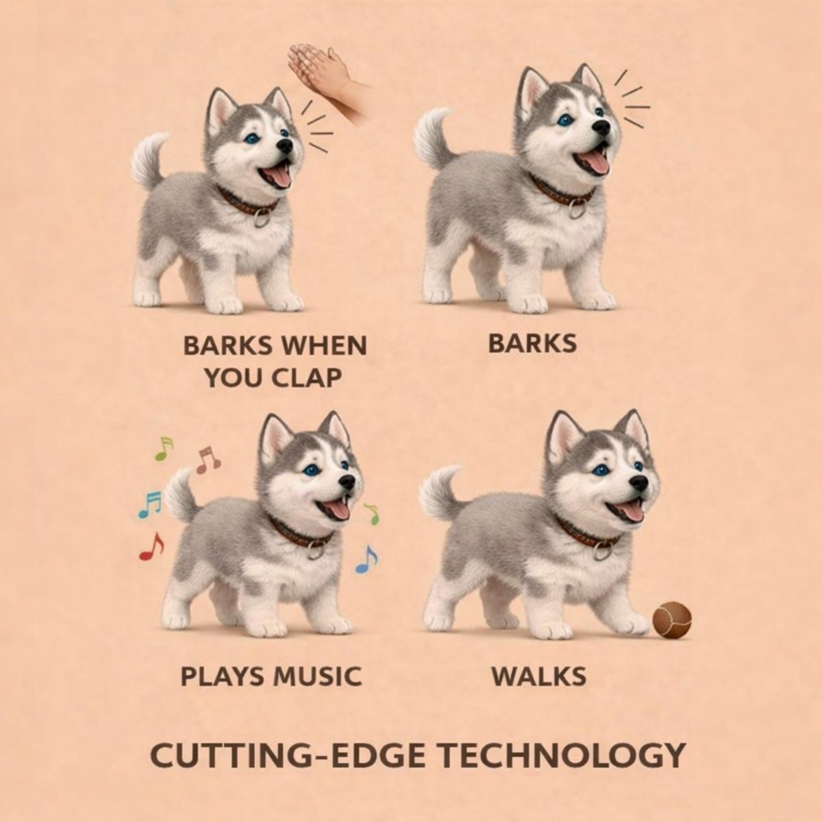 Realistischer Husky-Welpe zum Laufen – Realistisches Bellen und Bewegungen – Elektronisches Roboter-Hundespielzeug