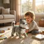 Realistischer laufender Husky-Welpe – Interaktiver Roboter-Hund mit Bell- und Bewegungsfunktion