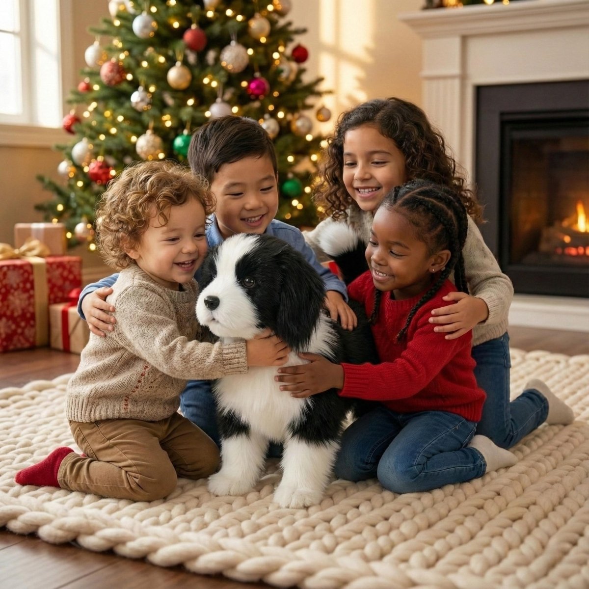 Interaktiver realistischer Border Collie Roboterwelpe – Lebensechtes Laufen, Bellen und Sitzen Elektronisches Hundespielzeug