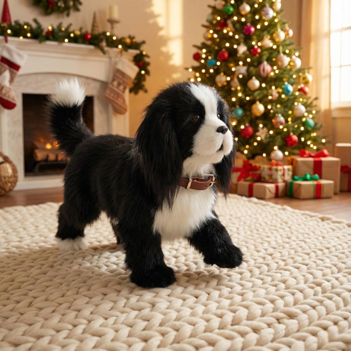 Interaktiver realistischer Border Collie Roboterwelpe – Lebensechtes Laufen, Bellen und Sitzen Elektronisches Hundespielzeug