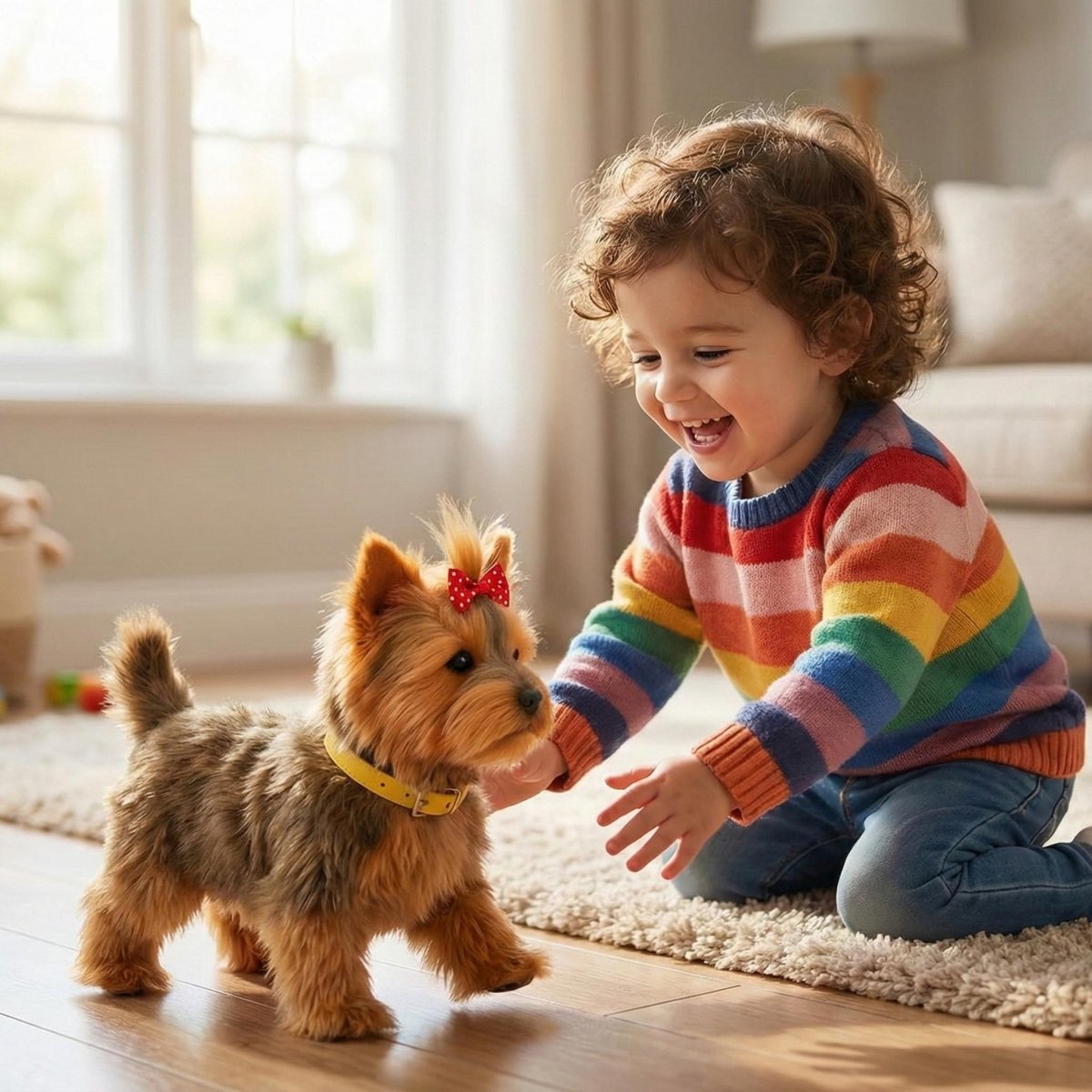 Realistischer interaktiver Yorkshire-Terrier-Roboterwelpe – Laufendes und bellendes elektronisches Haustierspielzeug