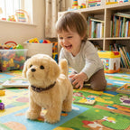 Interaktiver elektronischer Plüsch-Golden-Retriever-Welpe – Realistisches Spielzeughündchen Geschenk für Kinder ab 3 Jahren