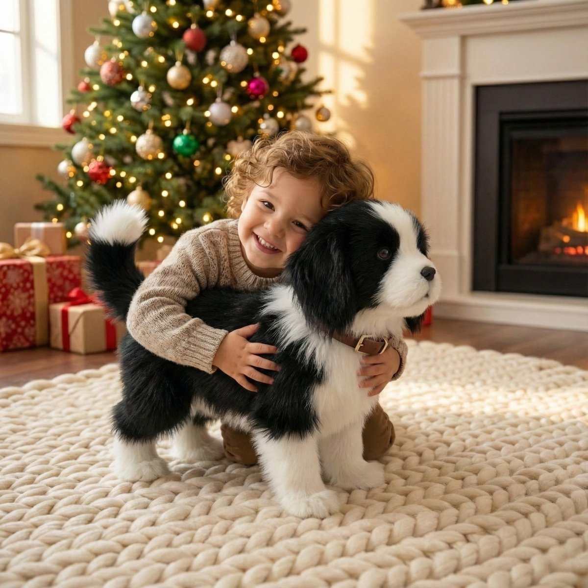 Interaktiver realistischer Border Collie Roboterwelpe – Lebensechtes Laufen, Bellen und Sitzen Elektronisches Hundespielzeug