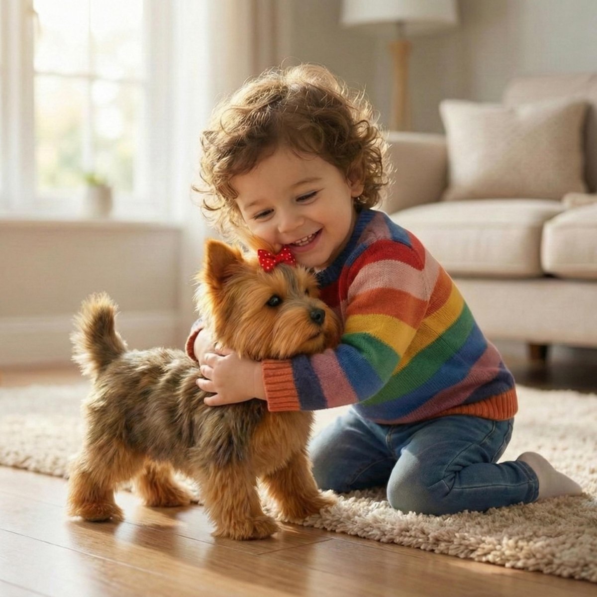 Realistischer interaktiver Yorkshire-Terrier-Roboterwelpe – Laufendes und bellendes elektronisches Haustierspielzeug