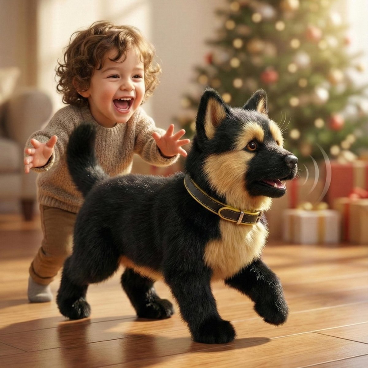 Realistischer Deutscher Schäferhund Welpe – Interaktives elektronisches Haustier mit Lauf- und Bellfunktion