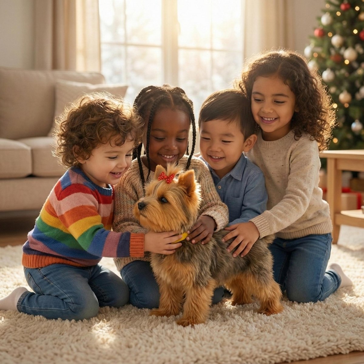 Realistischer interaktiver Yorkshire-Terrier-Roboterwelpe – Laufendes und bellendes elektronisches Haustierspielzeug