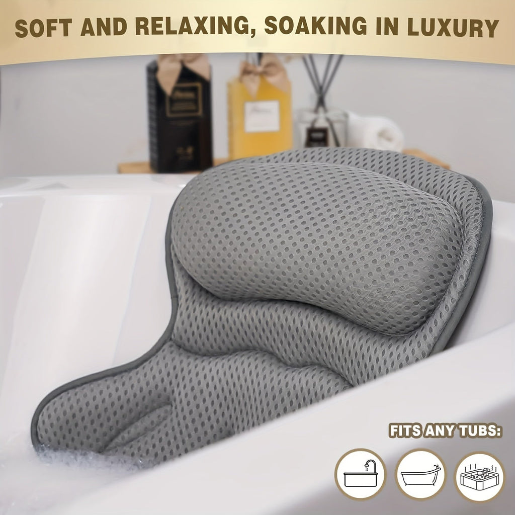 4D Luxe Badekissen – Atmungsaktives Kissen mit Nacken- und Rückenstütze für ein entspannendes Bad