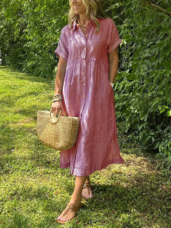 Gestreiftes Kleid mit Knopfleiste