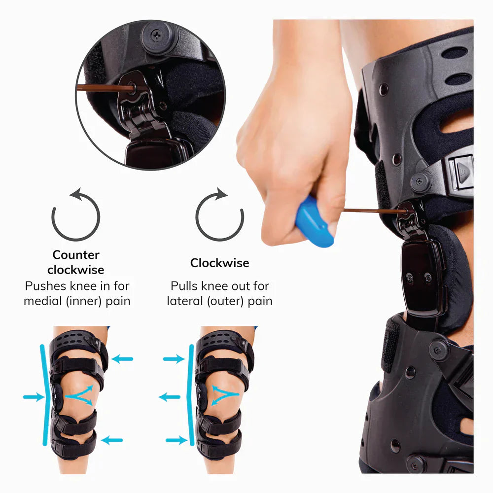 Medizinische OA-Entlastungs-Knieschiene | Unikompartimentelle Arthrose-Orthese | Varus/Valgus-Korrektur & ROM-Kontrolle | Mediale & Laterale Entlastung | Einstellbarer Bewegungswinkel