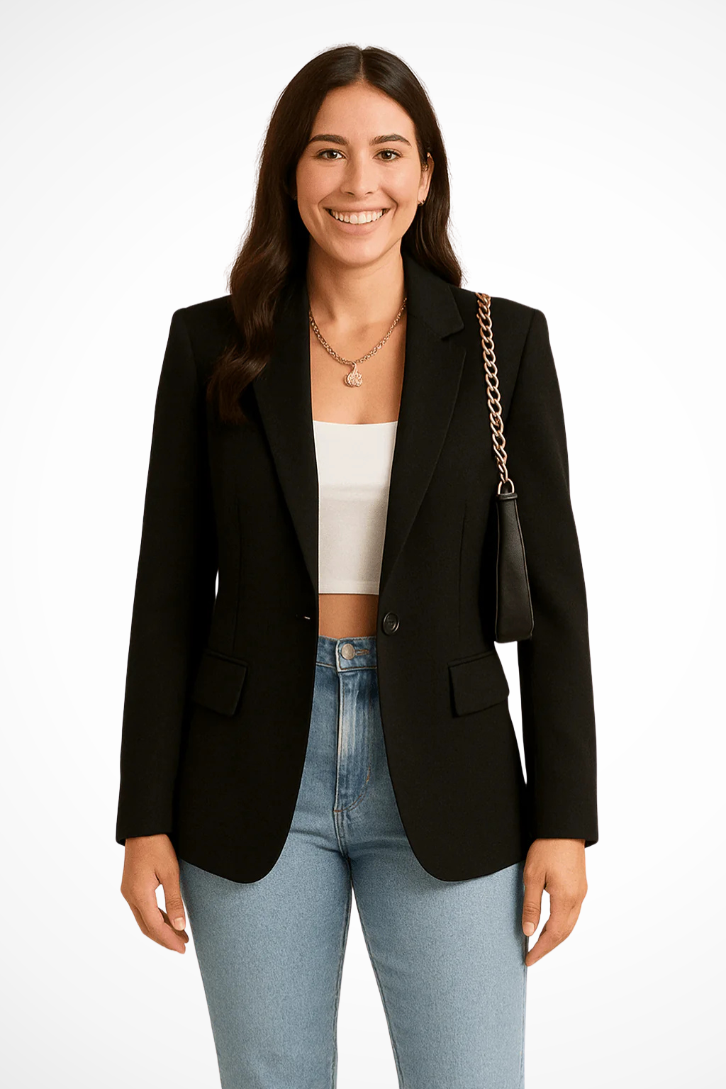 Women's Tailored Blazer | Elegant Single-Button Blazer with Notched Collar for Business and Everyday Wear | Modern Design with Flap Pockets