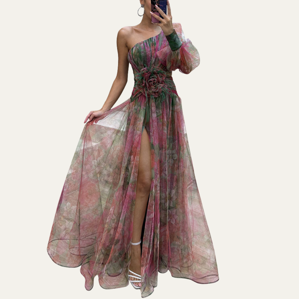 Schulterfreies Maxikleid für Hochzeitsgäste