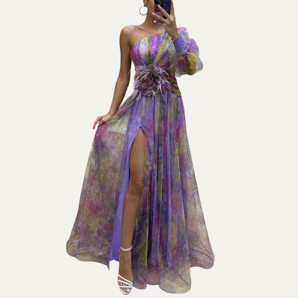 Schulterfreies Maxikleid für Hochzeitsgäste
