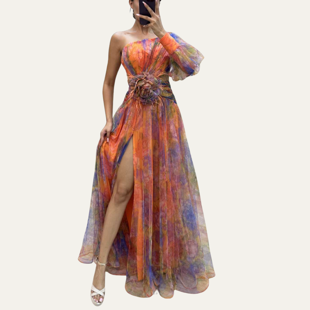 Schulterfreies Maxikleid für Hochzeitsgäste