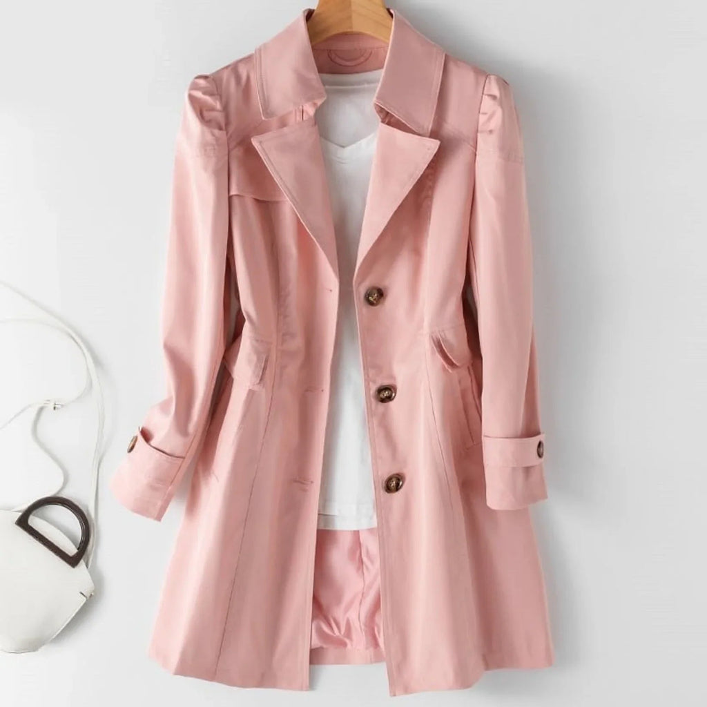Women's Water-Repellent Trench Coat | Classic Double-Breasted Transitional Coat with Belt | Lightweight Raincoat for Everyday Use
