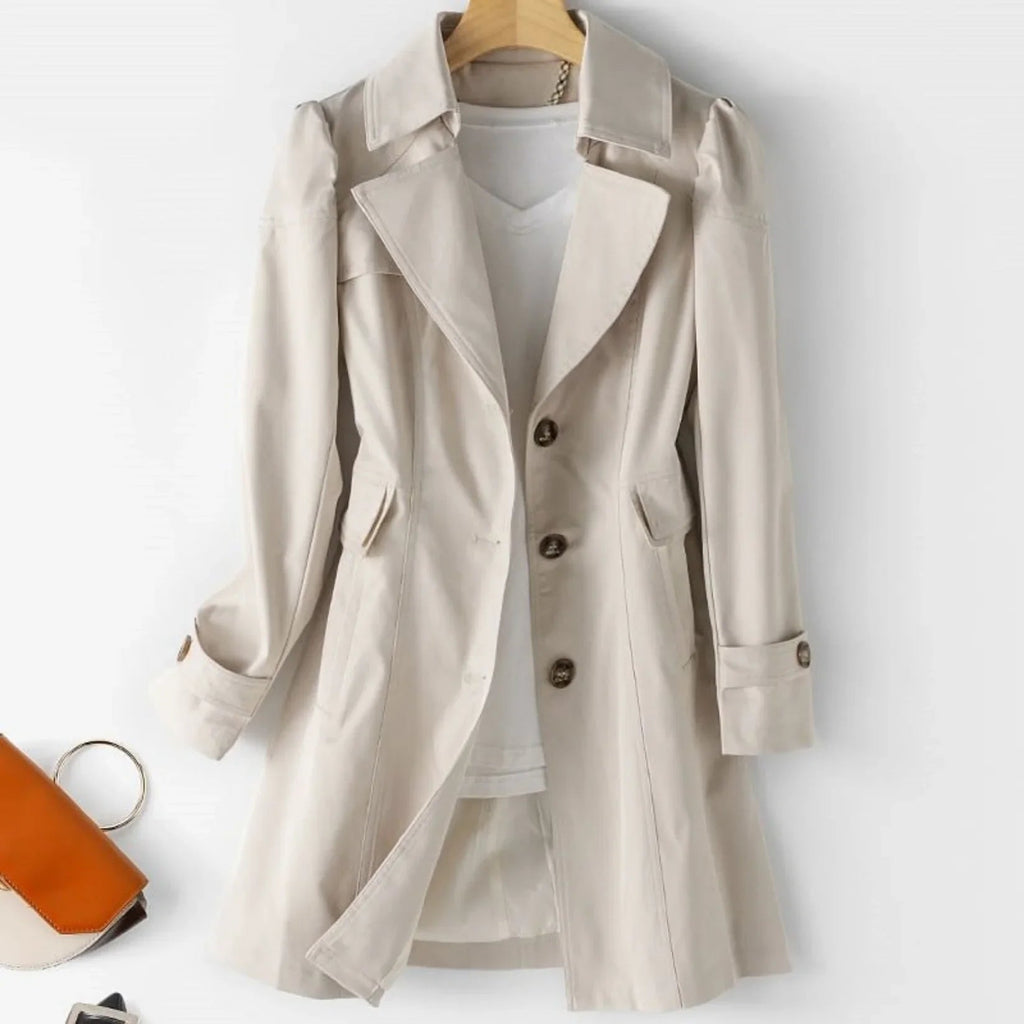 Women's Water-Repellent Trench Coat | Classic Double-Breasted Transitional Coat with Belt | Lightweight Raincoat for Everyday Use
