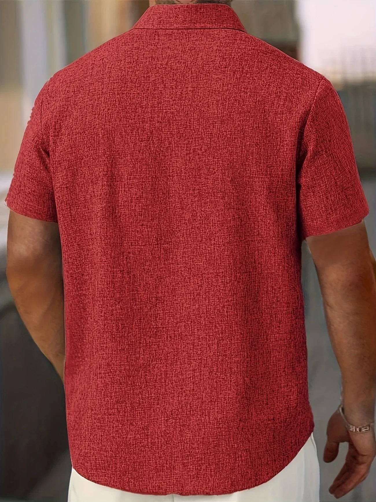 Men's Short-Sleeve Linen Shirt - Lightweight Summer Shirt Made from Linen Blend - Breathable Casual Shirt for Vacation and Everyday Wear