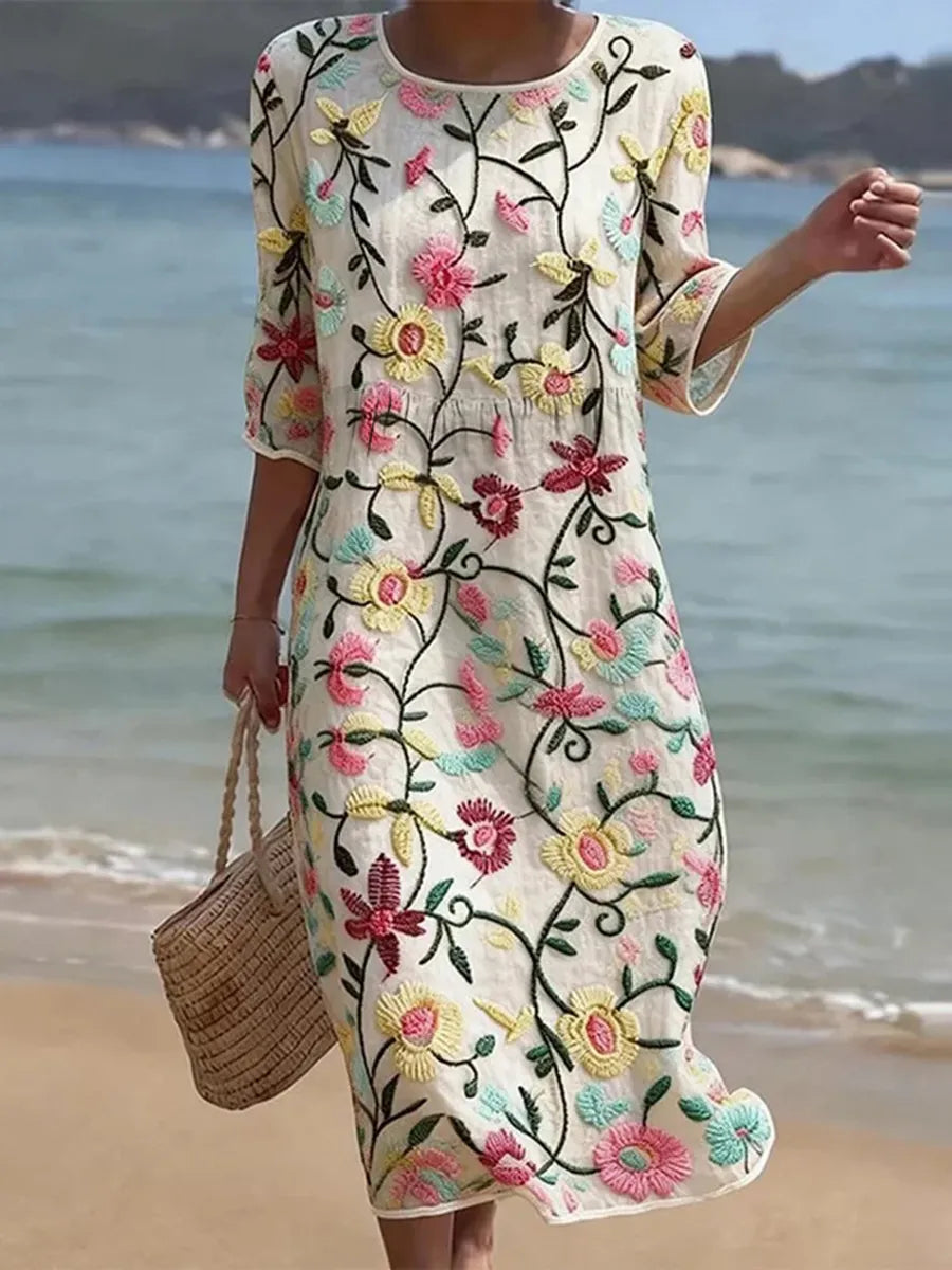 Maxi Dress with Floral Pattern for Women | Airy Summer Dress with Flowers | Lightweight Casual Dress with Floral Print for Everyday Wear