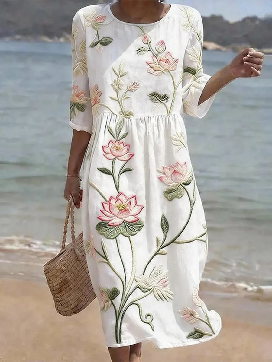 Women's Summer Dress with Floral Pattern | Lightweight Casual Dress for Spring and Summer | Airy Dress with Floral Print