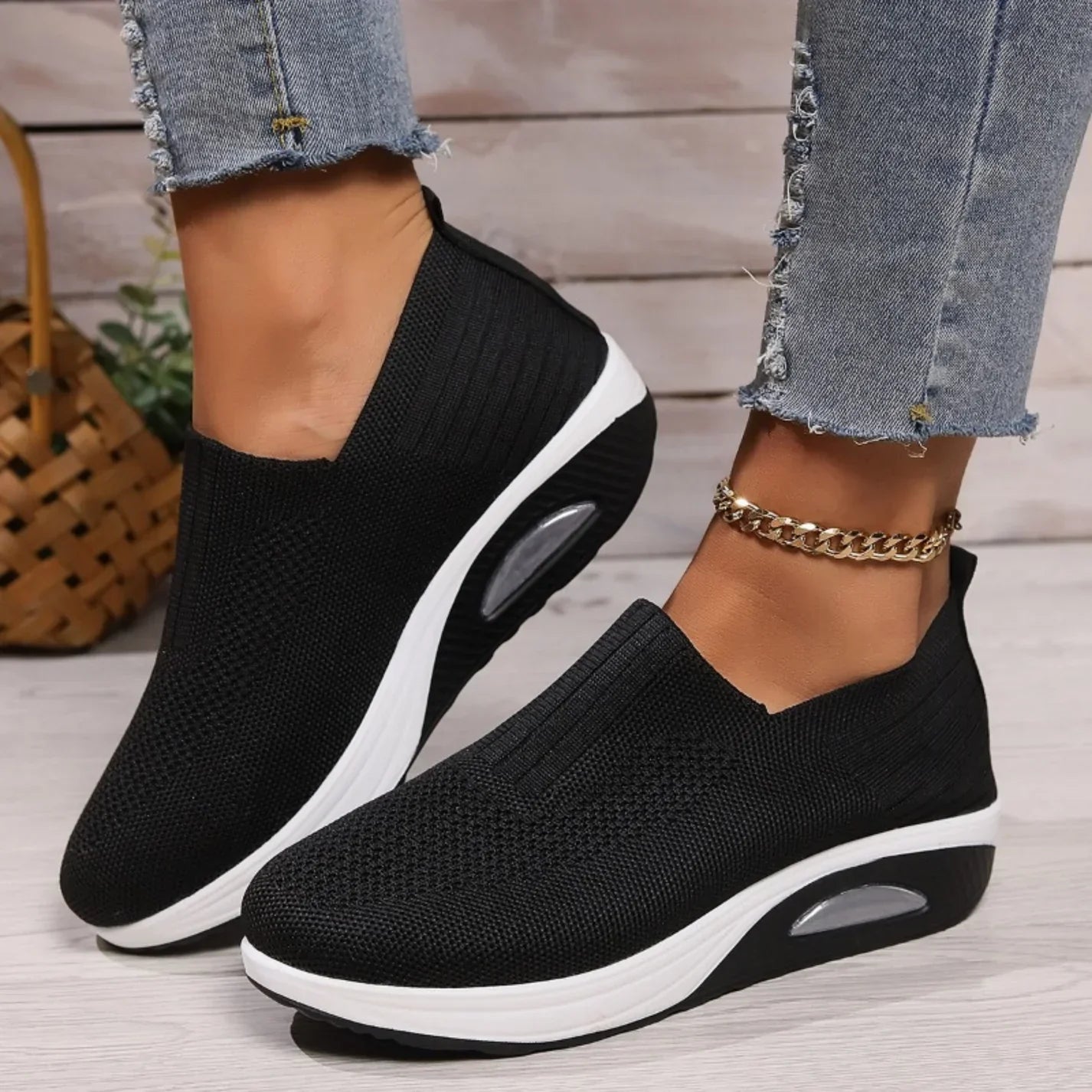 Orthopedic sneakers for women | Breathable slip-on mesh shoes for pain-free walking | Comfortable everyday shoes with support
