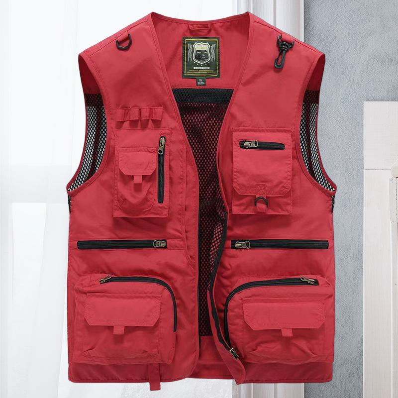 Leichte Herren Outdoor Weste mit vielen Taschen | Atmungsaktive Anglerweste und Wanderweste für Sommer und Reisen