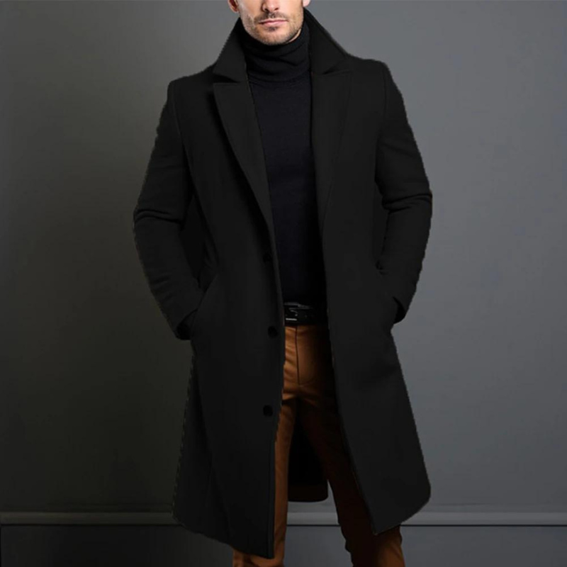 NOUVEAU RICHE Lusso Hochwertiger Wollmantel für Männer Schwarz