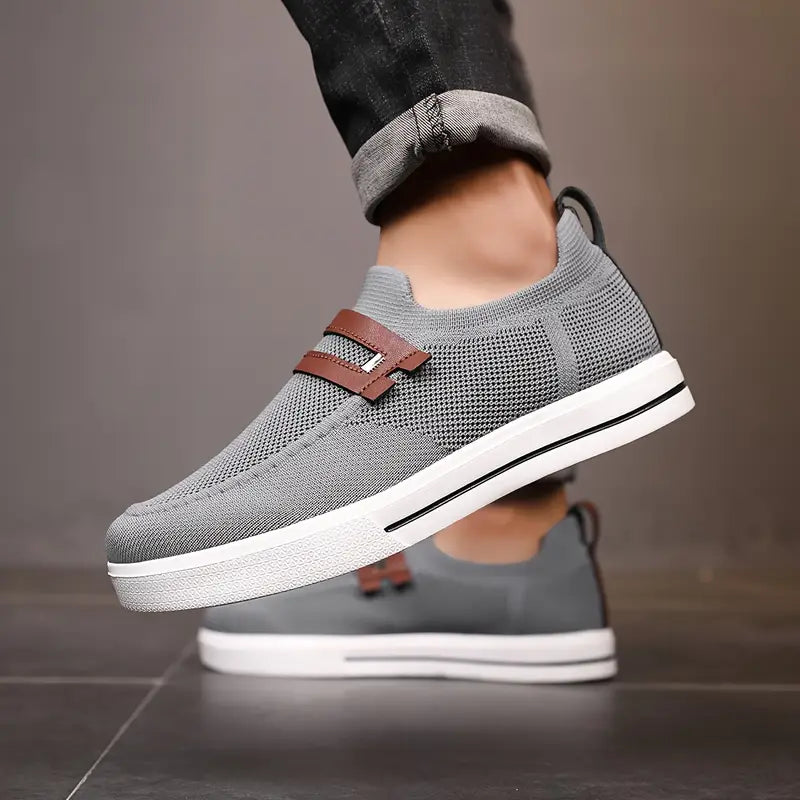 Men's Slip-On Sneakers | Breathable Knit Shoes for Everyday Wear | Lightweight Casual Shoes Without Laces & Comfortable