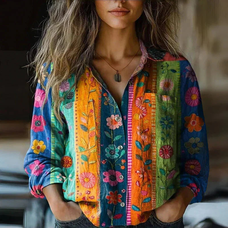 Damenbluse im Bohemian-Vintage-Stil