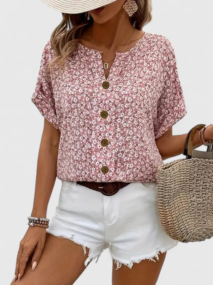 Florale Baumwoll-Sommerbluse für jeden Anlass
