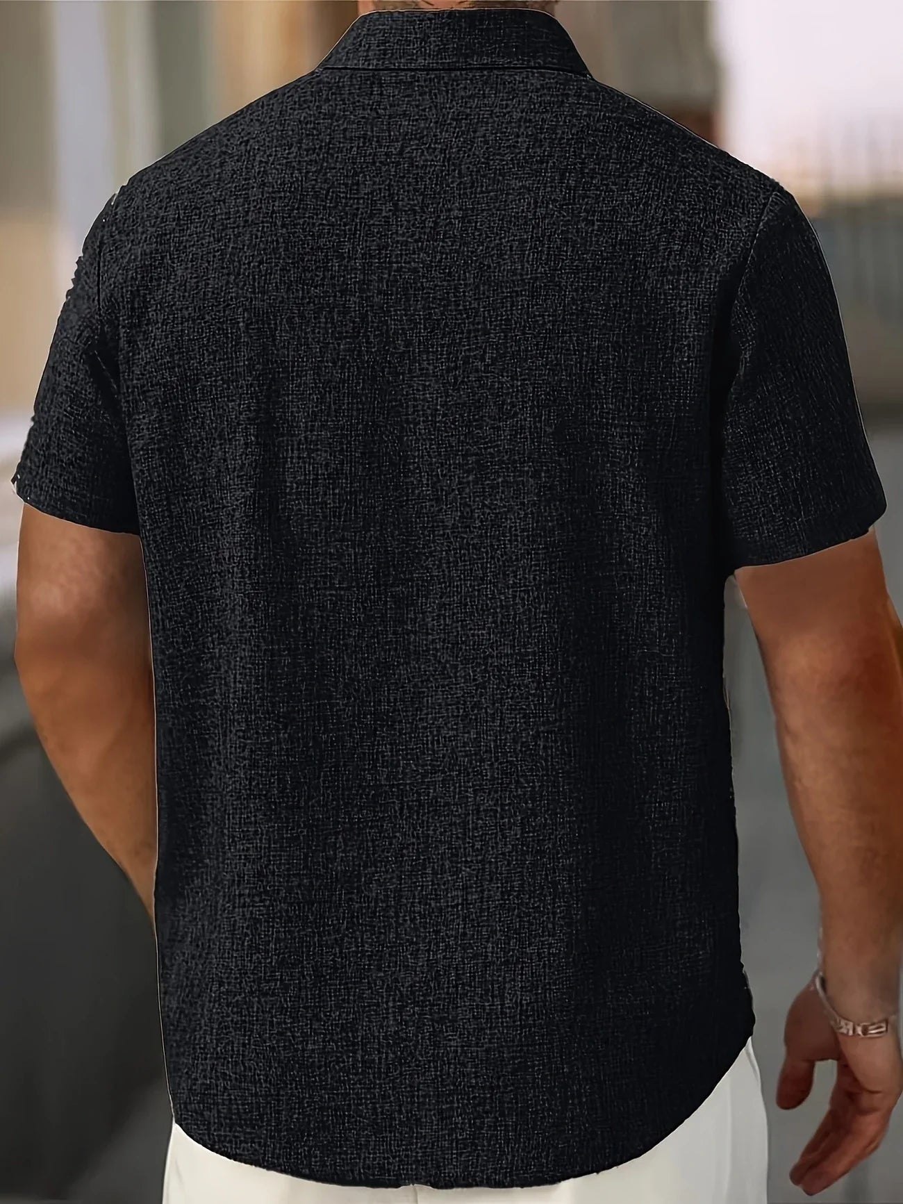 Men's Short-Sleeve Linen Shirt - Lightweight Summer Shirt Made from Linen Blend - Breathable Casual Shirt for Vacation and Everyday Wear