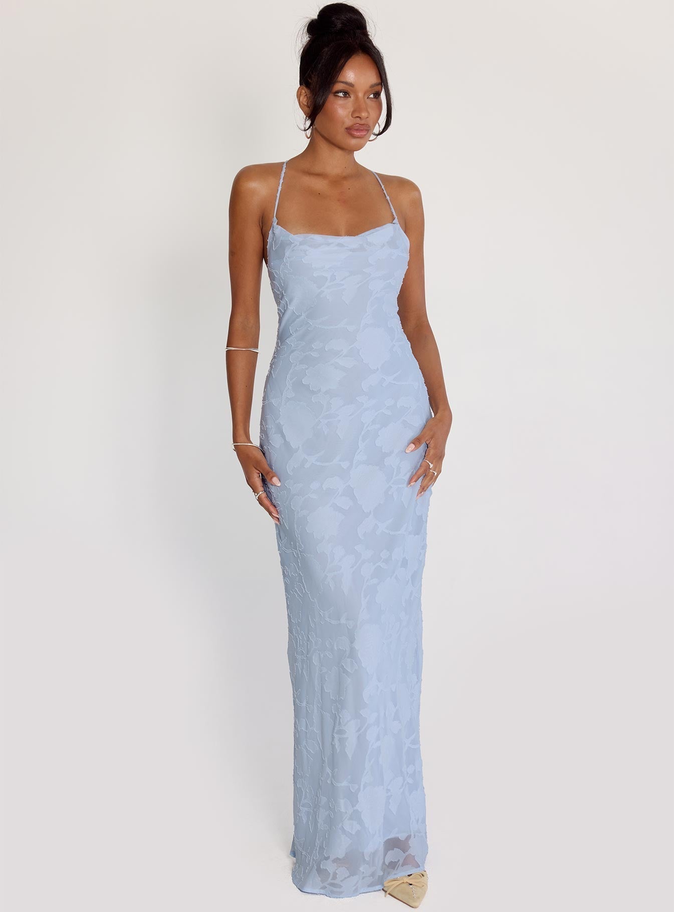 Maxikleid Damen mit floralem Muster und Spaghettiträgern | Elegantes langes Kleid für Sommerfeste und besondere Anlässe