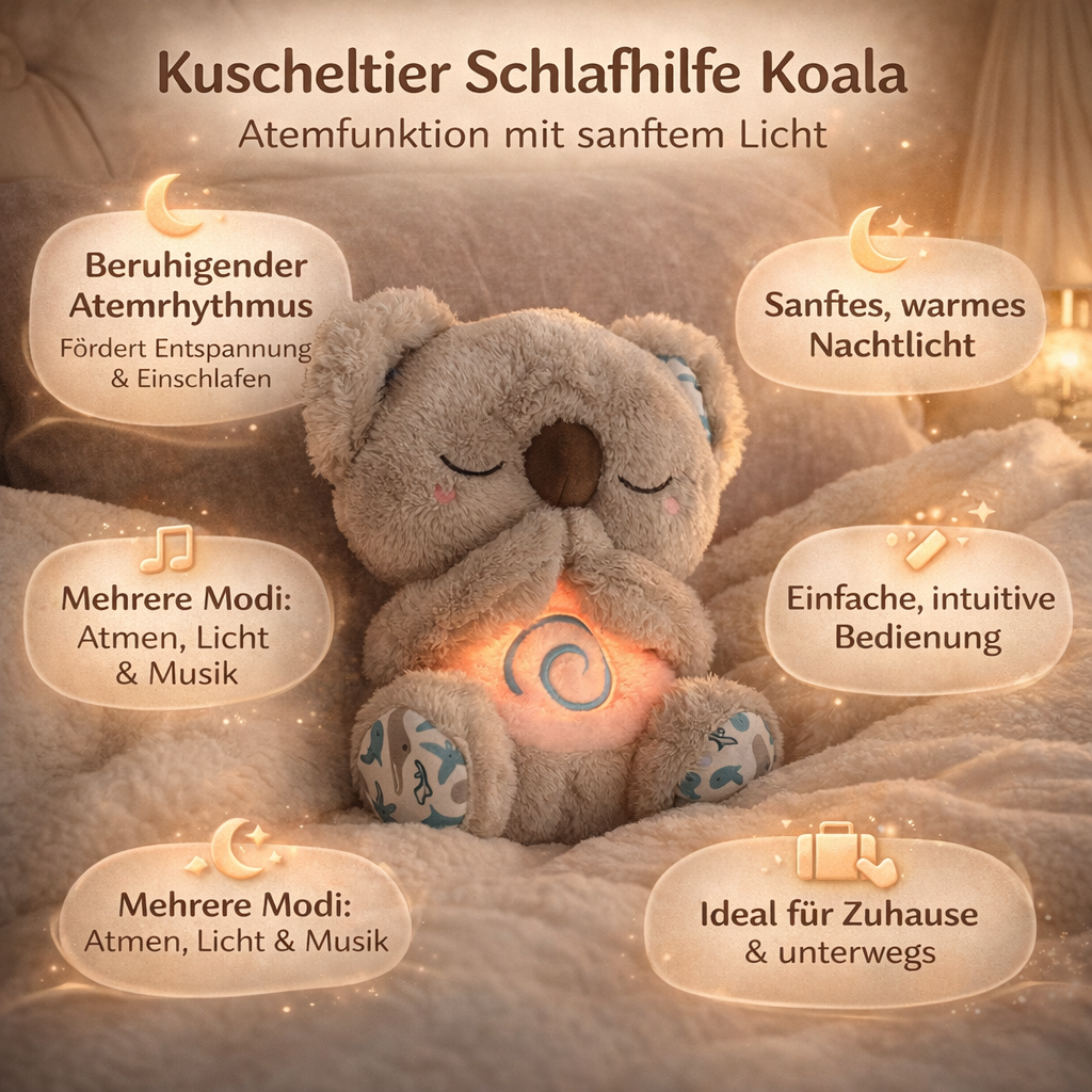Kuscheltier Schlafhilfe Koala mit Atemfunktion & sanftem Licht