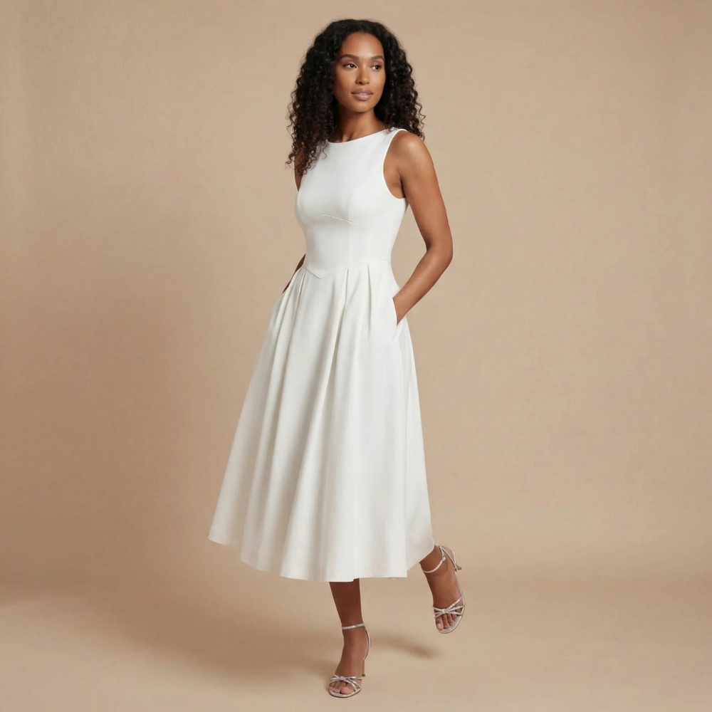 Women's Wedding Guest Sleeveless Boat Neck Midi Dress - product image 2