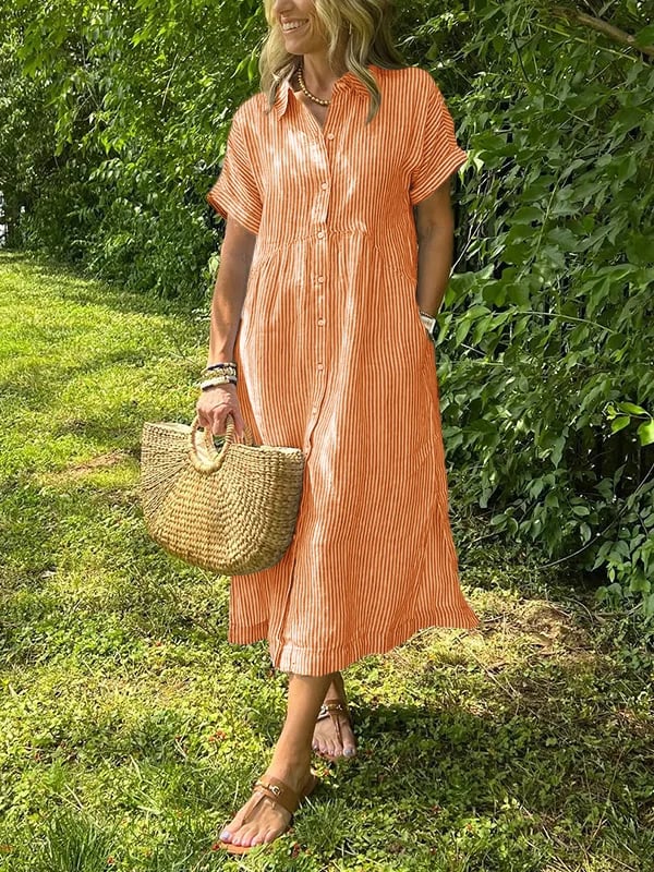 Gestreiftes Kleid mit Knopfleiste