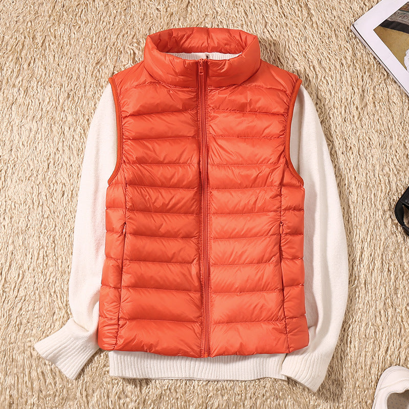 NOUVEAU RICHE Damen Daunenweste – Federleichte Winddichte Weste mit Baumwollbezug Orange