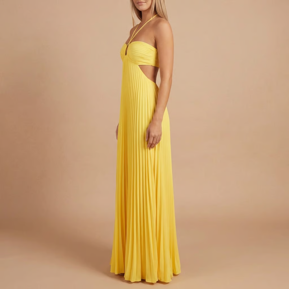 Women's Wedding Guest Pleated Halter Maxi Dress - product image 9