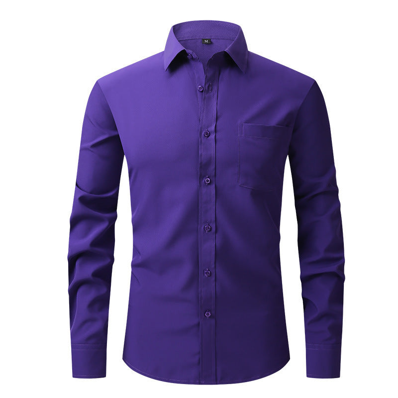 NOUVEAU RICHE Sommerhemd Leichtes Langarm Modern Fit Herren Hellblau W73 Traubenlila