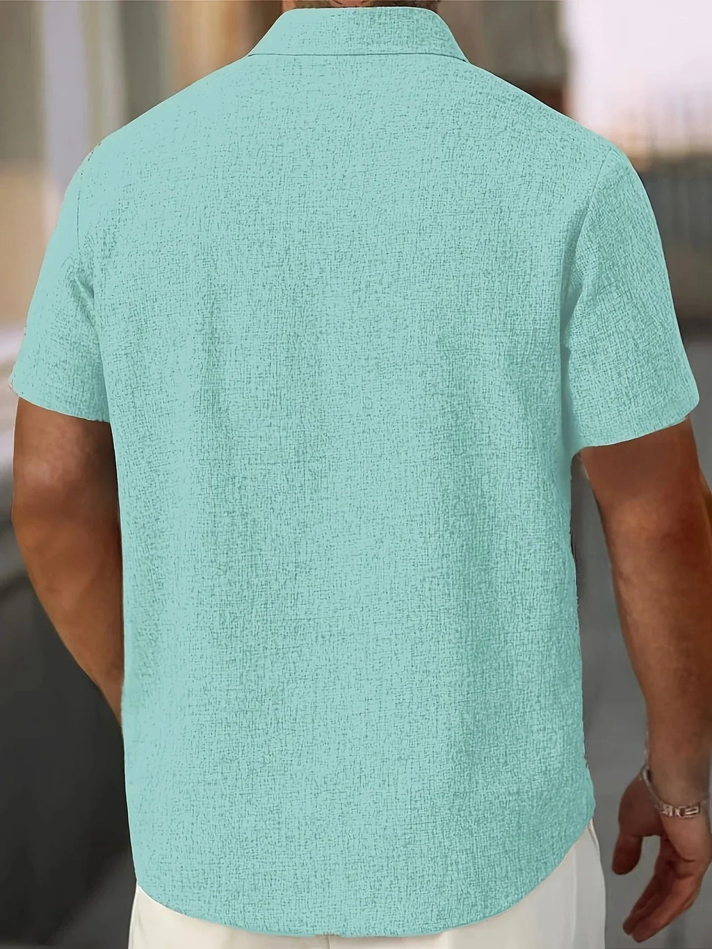 Men's Short-Sleeve Linen Shirt - Lightweight Summer Shirt Made from Linen Blend - Breathable Casual Shirt for Vacation and Everyday Wear