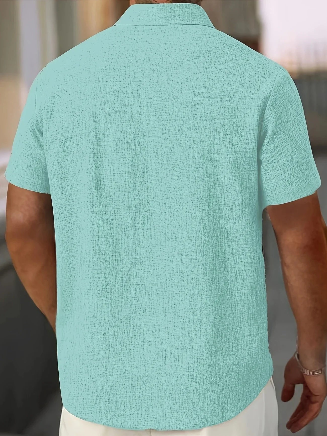 Men's Short-Sleeve Linen Shirt - Lightweight Summer Shirt Made from Linen Blend - Breathable Casual Shirt for Vacation and Everyday Wear