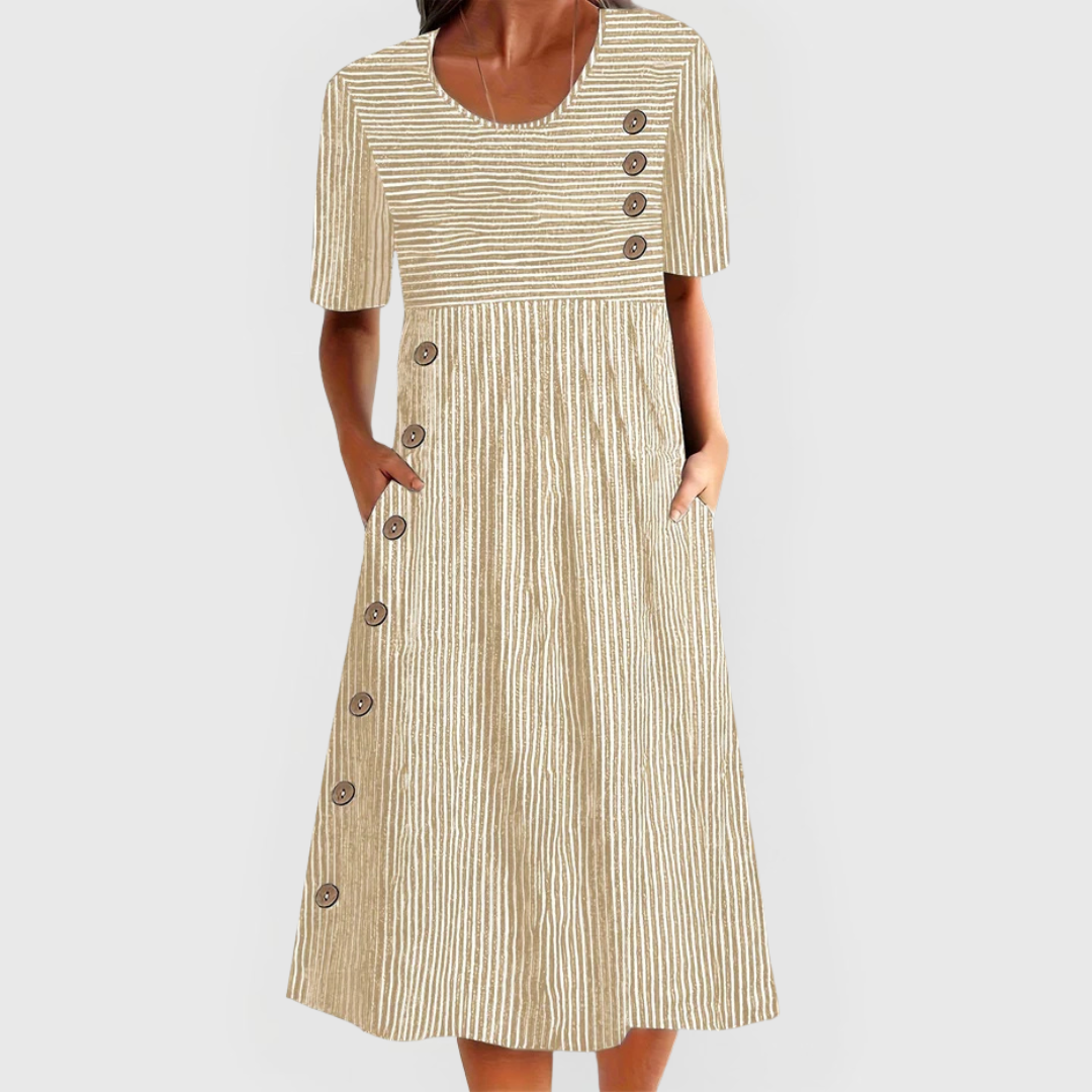Striped midi dress for women with a relaxed fit for everyday wear