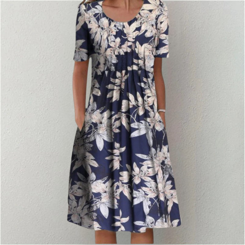 Lässiges Midikleid mit Blumenmuster für Damen