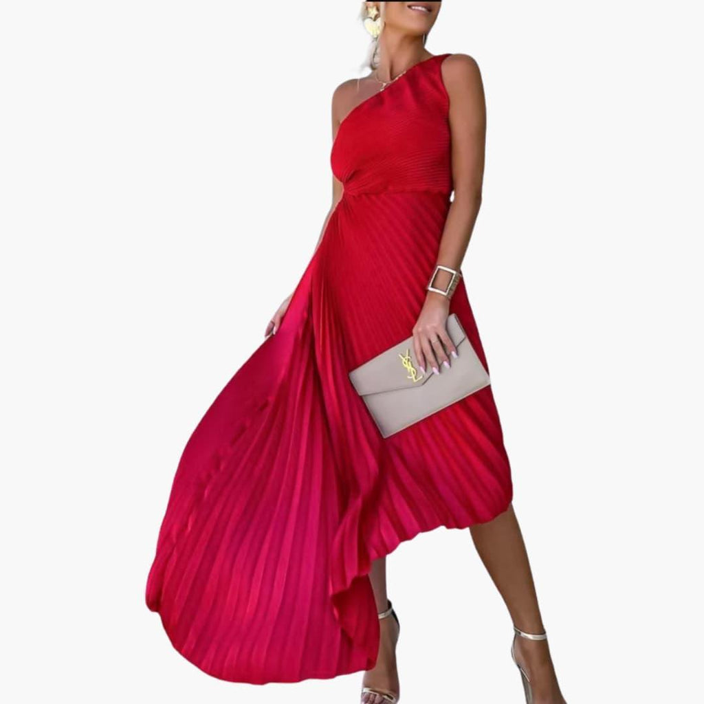 Asymmetrisches Cocktailkleid für Damen mit One-Shoulder-Ausschnitt und Plissee-Design