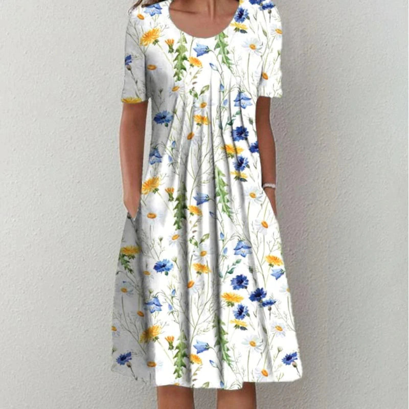 Lässiges Midikleid mit Blumenmuster für Damen