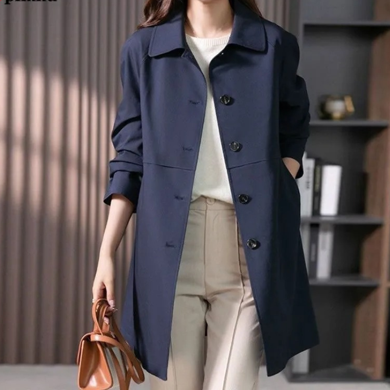 Kurz-Trenchcoat für Damen | Leichte Übergangsjacke mit Ein-Knopf-Verschluss | Taillierter Kurzmantel für Business und Freizeit