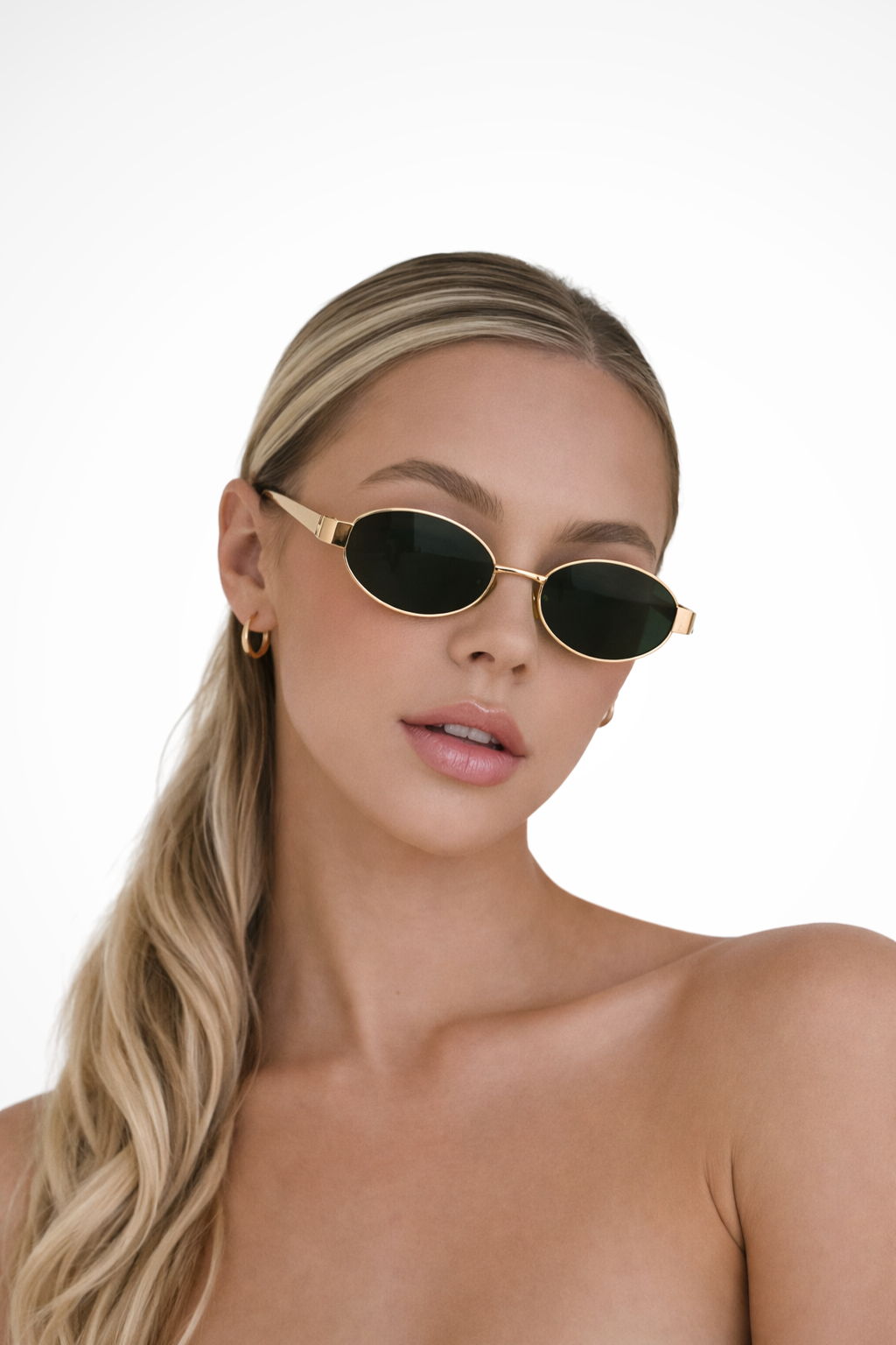 Damen Sonnenbrille Oval mit schmalem Metallgestell | Leichte Retro-Sonnenbrille mit dunklen Gläsern für Alltag & Freizeit