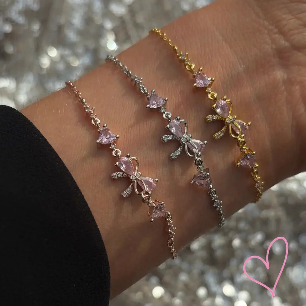 Damen Armband mit Schleife aus Edelstahl | Wasserfester Schmuck Verstellbar | Filigranes Schleifenarmband als Geschenkidee
