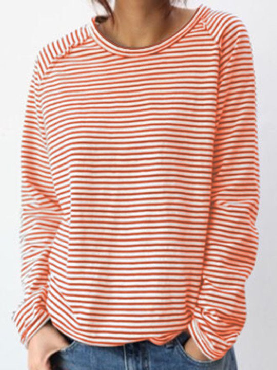 Striped Longsleeve for Women | Comfortable Long-Sleeve Shirt with Crew Neck | Loose-Fitting Sweatshirt in a Maritime Stripe Look
