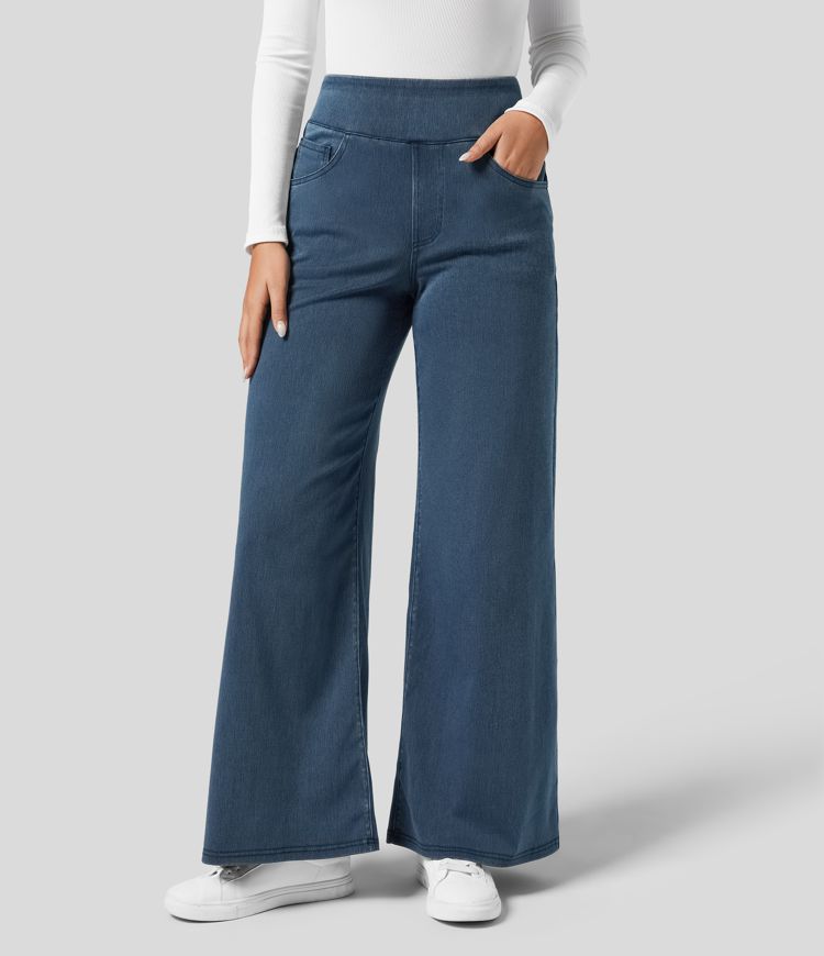 Bequeme Damen Jeans mit hohem Bund und elastischer Passform - Flexible Stretchhose für Alltag und Büro mit hohem Tragekomfort