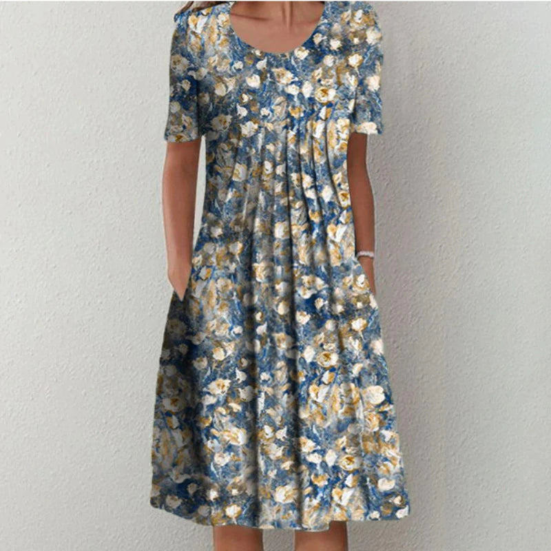 Lässiges Midikleid mit Blumenmuster für Damen