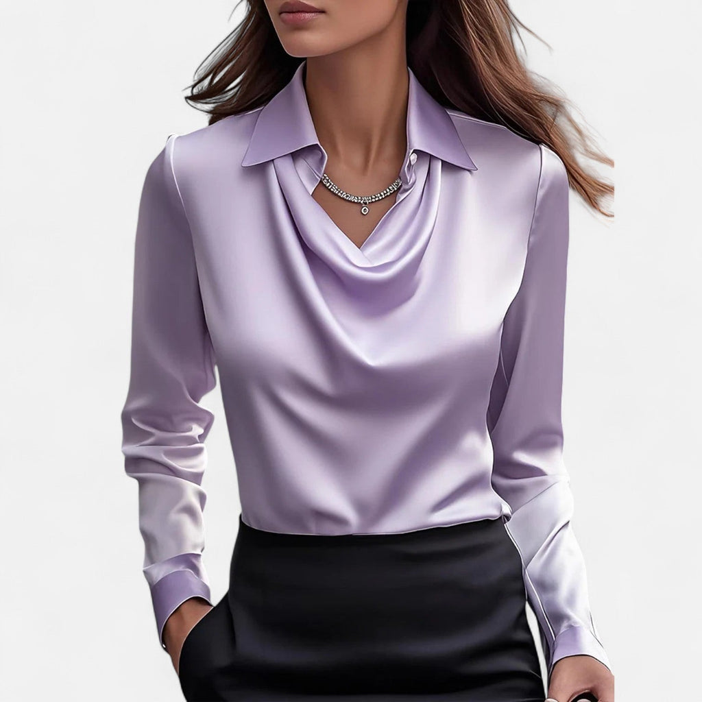 Satinbluse mit Wasserfallausschnitt für Damen – Elegantes Design & Zeitloser Stil